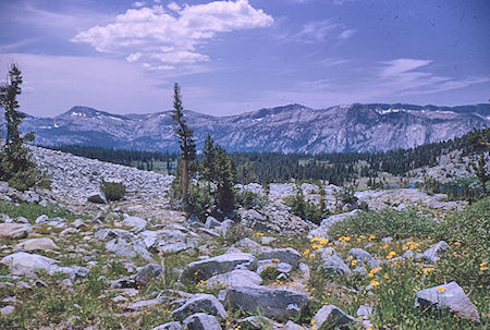 View south above Sallie Keyes Lakes - John Muir Wilderness 15 Aug 1962