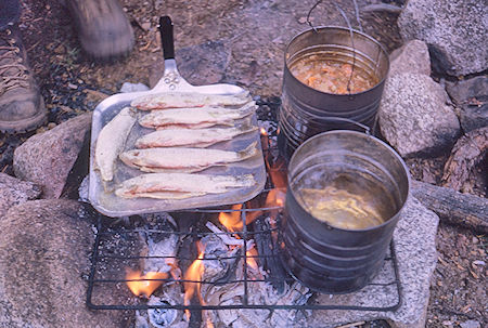 Fish fry at Senger Creek camp - John Muir Wilderness 15 Aug 1962 Fish fry at Senger Creek camp - John Muir Wilderness 15 Aug 1962