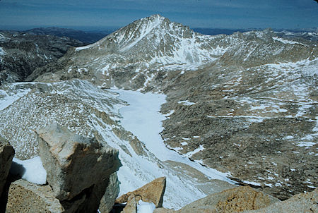 Mt. Hilgard and frozen Lake Italy from top of Mount Julius Ceasar - John Muir Wilderness 12 Jun 1977 Mt. Hilgard and frozen Lake Italy from top of Mount Julius Ceasar - John Muir Wilderness 12 Jun 1977