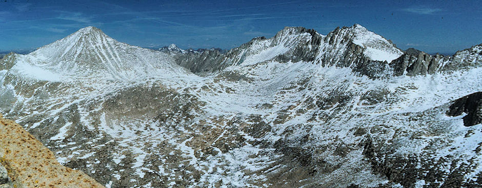 Mt. Gabb, Gabbot Pass, Mt. Abbot and Mt. Dade from top of Mount Julius Ceasar - John Muir Wilderness 12 Jun 1977 Mt. Gabb, Gabbot Pass, Mt. Abbot and Mt. Dade from top of Mount Julius Ceasar - John Muir Wilderness 12 Jun 1977
