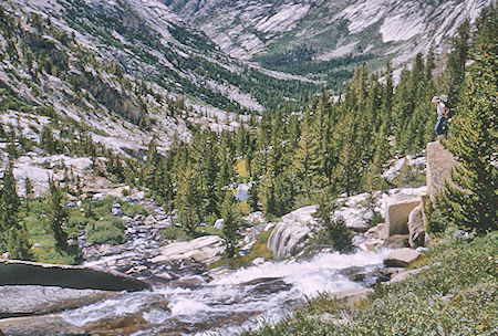 LeConte Canyon cascades, Big Pete and Little Pete Meadows around corner - Kings Canyon National Park 27 Aug 1964