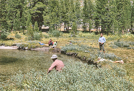 Relaxing at Little Pete Meadow camp<br>Kings Canyon National Park 27 Aug 1964