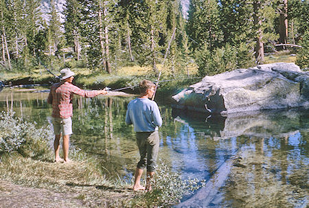 Fishing at Little Pete Meadow<br>Kings Canyon National Park 27 Aug 1964