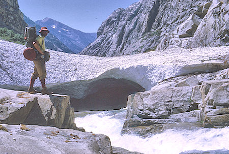 Snow bridge over the river, Don Deck - Kings Canyon National Park 30 Aug 1969