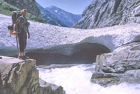 Snow bridge over the river, Gil Beilke - Kings Canyon National Park 30 Aug 1969