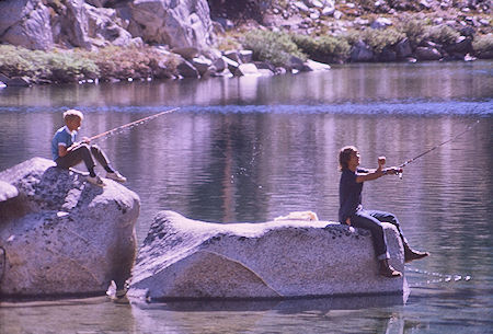 Young fishermen at Rae Lakes<br>Kings Canyon National Park 31 Aug 1970 Young fishermen at Rae Lakes<br>Kings Canyon National Park 31 Aug 1970