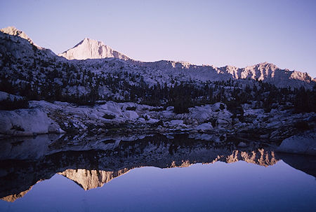 Mount Clarence King sunrise from Sixty Lakes Basin camp<br>Kings Canyon National Park 01 Sep 1970 Mount Clarence King sunrise from Sixty Lakes Basin camp<br>Kings Canyon National Park 01 Sep 1970