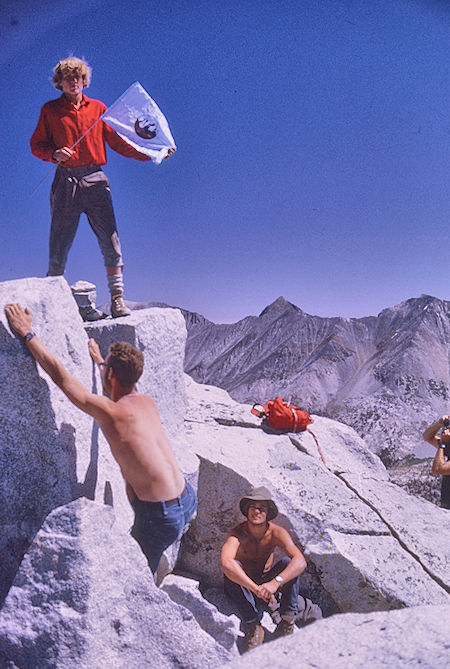 Roger Getz on top of Mount Cotter, Dale Caldwell, Richard Alvernez<br>Kings Canyon National Park 01 Sep 1970 Roger Getz on top of Mount Cotter, Dale Caldwell, Richard Alvernez<br>Kings Canyon National Park 01 Sep 1970