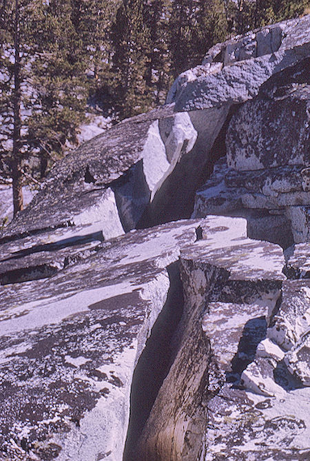 Fractured rock along Gardiner Creek - Kings Canyon National Park 04 Sep 1970