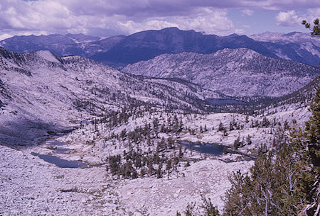 Looking back on Gardiner Basin from Gardiner Pass - Kings Canyon National Park 05 Sep 1970