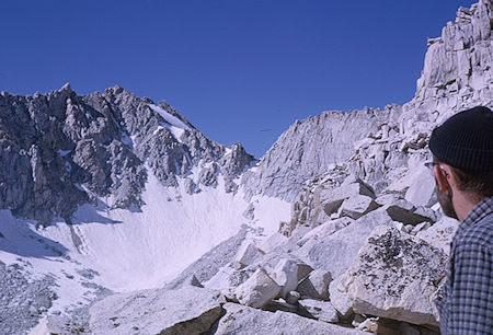 Meldon Merrill checking out the notch south of Mt. Brewer - Kings Canyon National Park 27 Aug 1963