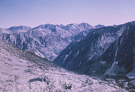 East Lake (lower right) and East Creek valley from Mt. Brewer route - Kings Canyon National Park 27 Aug 1963 East Lake (lower right) and East Creek valley from Mt. Brewer route - Kings Canyon National Park 27 Aug 1963