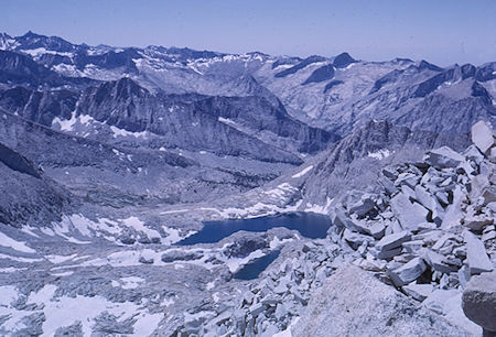 South Guard Lake, Coppermine Pass area from Mt. Brewer - Kings Canyon National Park 27 Aug 1963 South Guard Lake, Coppermine Pass area from Mt. Brewer - Kings Canyon National Park 27 Aug 1963