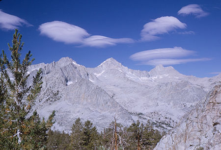 South Guard, Mt. Brewer, North Guard from lakes below Harrison Pass - Kings Canyon National Park 29 Aug 1963