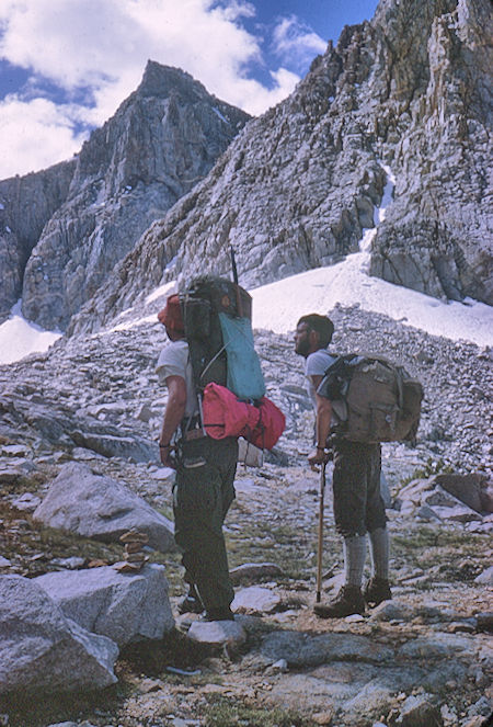 Mt. Ericsson from trail to lakes below Harrison Pass, Don Deck and Meldon Merrill - Kings Canyon National Park 29 Aug 1963 Mt. Ericsson from trail to lakes below Harrison Pass, Don Deck and Meldon Merrill - Kings Canyon National Park 29 Aug 1963