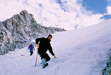 Descending snow on Harrison Pass, Bill Paine and Meldon Merrill - Kings Canyon National Park 29 Aug 1963 Descending snow on Harrison Pass, Bill Paine and Meldon Merrill - Kings Canyon National Park 29 Aug 1963