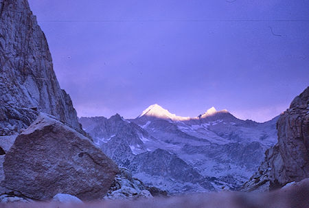 Sunrise from Harrison Pass lakes camp - Kings Canyon National Park 30 Aug 1963