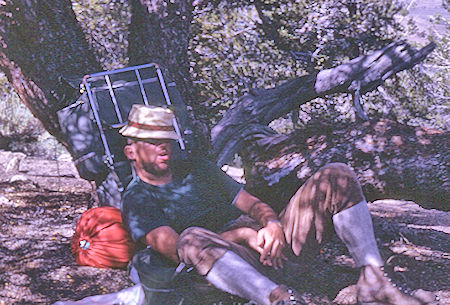 Don taking a rest at top of first trail section - John Muir Wilderness 27 Aug 1967