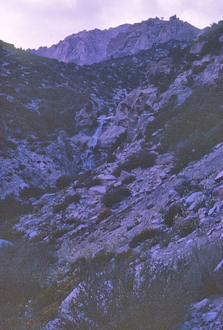 Waterfall on side creek from Shepherd Pass Trail - John Muir Wilderness 27 Aug 1967 Waterfall on side creek from Shepherd Pass Trail - John Muir Wilderness 27 Aug 1967