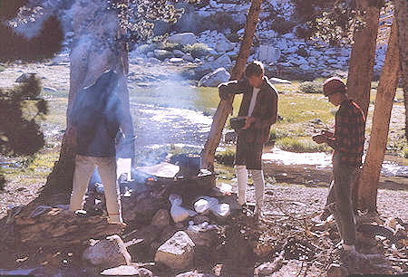 Explorer Post 360 enjoying breakfast at Whitney Creek camp - 20 Aug 1965