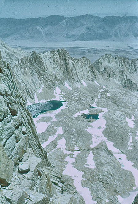 View east toward Owens Valley, Iceberg Lake from Mount Whitney Trail - 24 Jul 1957