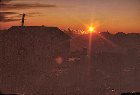 Smithsonian Hut and sunset on top of Mount Whitney - 20 Aug 1965