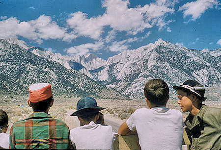 Looking back at Mount Whitney on way home - 25 Jul 1957
