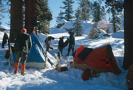 Breaking camp at Heather Gap on Pear Lake Ski Trail<br>Sequoia National Park 1973 Breaking camp at Heather Gap on Pear Lake Ski Trail<br>Sequoia National Park 1973