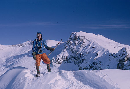 Chris Mayer with Alta Peak behind<br>Sequoia National Park 1965 Chris Mayer with Alta Peak behind<br>Sequoia National Park 1965