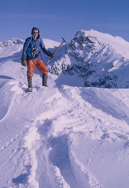 Chris Mayer with Alta Peak behind<br>Sequoia National Park 1965 Chris Mayer with Alta Peak behind<br>Sequoia National Park 1965