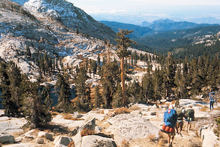 Sierra Nevada - Sequoia National Park - descending to Little Silliman Lakes - October 1973