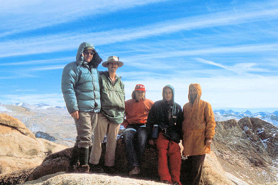 Sierra Nevada - Sequoia National Park<br>On top of Mt. Silliman - Don Deck, Rick Erb, Brian Jordan, Brian Twohey, Gil Beilke - October 1973 Sierra Nevada - Sequoia National Park<br>On top of Mt. Silliman - Don Deck, Rick Erb, Brian Jordan, Brian Twohey, Gil Beilke - October 1973