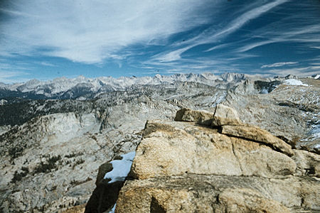 Sierra Nevada - Sequoia National Park<br>East Southeast from Mt. Silliman toward Mt. Brewer and Table Mountain - October 1973 Sierra Nevada - Sequoia National Park<br>East Southeast from Mt. Silliman toward Mt. Brewer and Table Mountain - October 1973