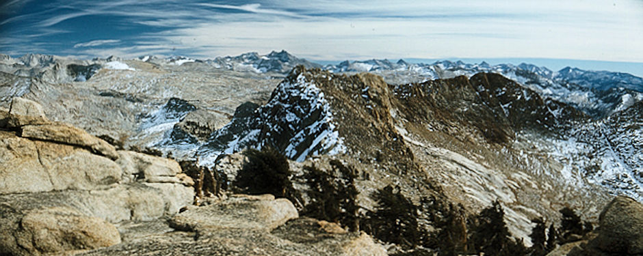 Sierra Nevada - Sequoia National Park<br>Mt. Whitney & Kaweah's across tableland Southeast from Mt. Silliman - October 1973 Sierra Nevada - Sequoia National Park<br>Mt. Whitney & Kaweah's across tableland Southeast from Mt. Silliman - October 1973