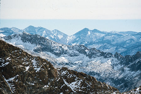 Sierra Nevada - Sequoia National Park<br>Farewell Gap at Mineral King from Mt. Silliman - October 1973 Sierra Nevada - Sequoia National Park<br>Farewell Gap at Mineral King from Mt. Silliman - October 1973