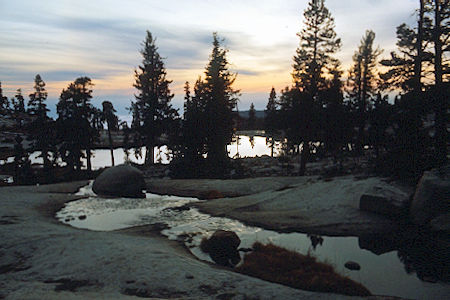 Sierra Nevada - Sequoia National Park<br>Dusk over camp at Little Silliman Lakes - October 1973 Sierra Nevada - Sequoia National Park<br>Dusk over camp at Little Silliman Lakes - October 1973