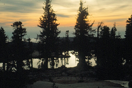 Sierra Nevada - Sequoia National Park<br>Dusk over camp at Little Silliman Lakes - October 1973 Sierra Nevada - Sequoia National Park<br>Dusk over camp at Little Silliman Lakes - October 1973