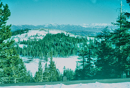 Looking down on Twin Lakes, Owens Valley, White Mountains from Lake Mamie - Mammoth Lakes Basin 23 Dec 1960