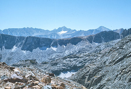 Hopkins Pass, Mt. Mills (rear) from McGee Pass Trail - John Muir Wilderness 29 Aug 1976