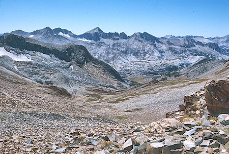 View toward Silver Divide from McGee Pass<br>John Muir Wilderness 29 Aug 1976 View toward Silver Divide from McGee Pass<br>John Muir Wilderness 29 Aug 1976