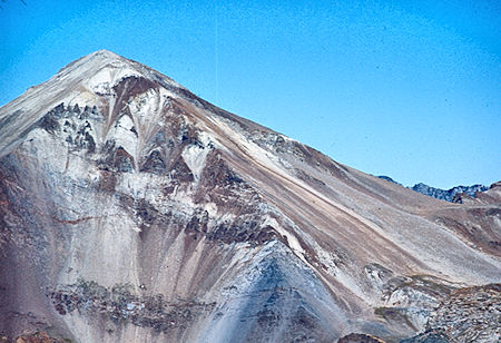 Red Slate Mountain and McGee Pass from Mt. Izaak Walton - John Muir Wilderness 30 Aug 1976