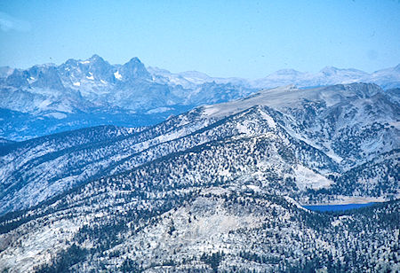 Banner Peak, Mt. Ritter (skyline), Virginia Lake from Mt. Izaak Walton<br>John Muir Wilderness 30 Aug 1976 Banner Peak, Mt. Ritter (skyline), Virginia Lake from Mt. Izaak Walton<br>John Muir Wilderness 30 Aug 1976