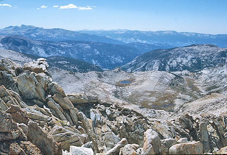 View toward Mono Creek from Mt. Izaak Walton - John Muir Wilderness 30 Aug 1976