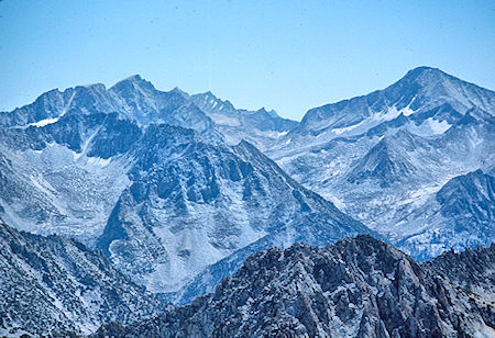 View toward Mt. Mills, Mt. Gabb, 2nd Recess from Mt. Izaak Walton - John Muir Wilderness 30 Aug 1976