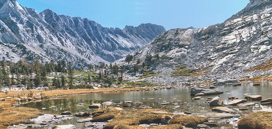 Pond below Lower Mills Lake - John Muir Wilderness 02 Sep 1976