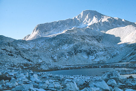 Upper Mills Creek Lake, Mt. Gabb on way to Gabbot Pass - John Muir Wilderness 03 Sep 1976