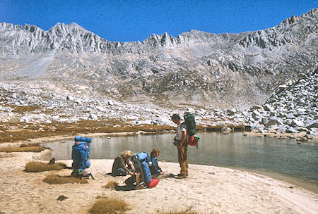 The crest from head of Lake Italy, Rand Stevenson, Marty Nikolaus, Stan Haye - John Muir Wilderness 03 Sep 1976