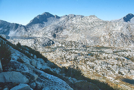 Three Island Lake, Mt. Senger from route up Seven Gables<br>John Muir Wilderness 07 Sep 1976 Three Island Lake, Mt. Senger from route up Seven Gables<br>John Muir Wilderness 07 Sep 1976