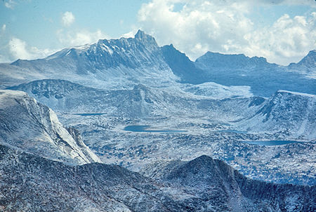 Mt. Humphrey, 'L' Lake from  Seven Gables summit - John Muir Wilderness 07 Sep 1976