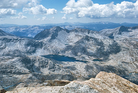Three Island Lake, Senger Peak from Seven Gables summit<br>John Muir Wilderness 07 Sep 1976 Three Island Lake, Senger Peak from Seven Gables summit<br>John Muir Wilderness 07 Sep 1976